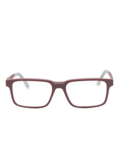 Lacoste Two-tone Rectangle-frame Glasses In Burgundy
