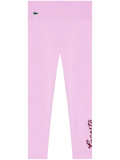 Lacoste Ultra-dry Stretch Sport Logo-print Leggings In Pink