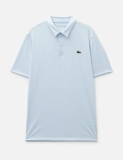 Lacoste Ultra Dry Striped Golf Polo Shirt In Blue