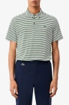 Lacoste Ultradry Stripe Performance Golf Polo In Green/white