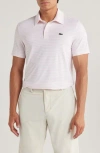 Lacoste Ultradry Stripe Performance Golf Polo In Pink