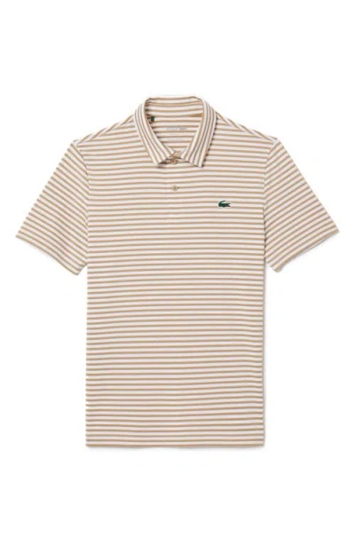 Lacoste Ultradry Stripe Performance Golf Polo In Viennese/ White