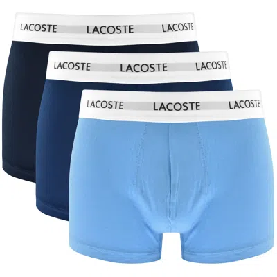 Lacoste Underwear 3 Pack Boxer Trunks In Blue