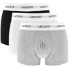 Lacoste Underwear 3 Pack Boxer Trunks In Gray