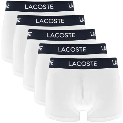 Lacoste Underwear 5 Pack Trunks White