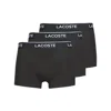 Lacoste Underwear Men's Black Stretch Elastic Waist Trunk 3-pack Jdm2222 In Black