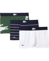 Lacoste Underwear Men Multicolor Stretch Elastic Waist Pull On 3-pack Erk1665 In Multi