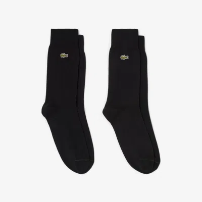 Lacoste Unisex 2-pack Long Socks - 3 - 5.5 In Black