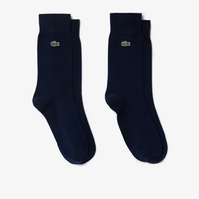 Lacoste Unisex 2-pack Long Socks - 6.5 - 8.5 In Blue