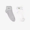 Lacoste Unisex 2-pack Striped Socks - 3 - 5.5 In Grey