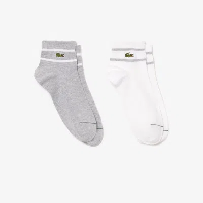 Lacoste Unisex 2-pack Striped Socks - 3 - 5.5 In Grey