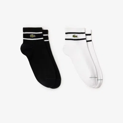 Lacoste Unisex 2-pack Striped Socks - 6.5 - 8.5 In Black