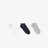 Lacoste Unisex 3-pack Ankle Socks - 9 - 12.5 In Grey