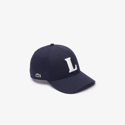 Lacoste Unisex 3d Embroidered Cotton Twill Baseball Cap In Blue