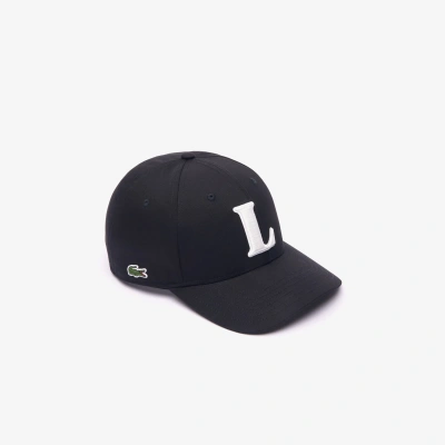 Lacoste Unisex 3d Embroidered Cotton Twill Baseball Cap In Black