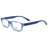 Lacoste Unisex 51mm Azure With Glitter Temples Opticals In Blue