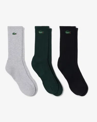Lacoste Unisex Calf Socks Adult Knit In Black