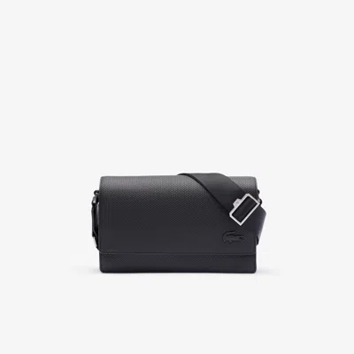 Lacoste Unisex Chantaco Leather Flap Close Reporter Bag - One Size In Black