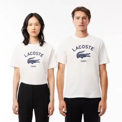 Lacoste Unisex Classic Fit Logo Print T-shirt - Xxs In White