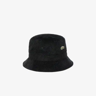 Lacoste Unisex Cotton Corduroy Bucket Hat In Black