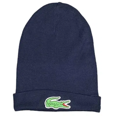 Lacoste Unisex Croc Beanie In Navy Blue