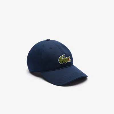 Lacoste Unisex Crocodile Badge Twill Cap - One Size In Blue