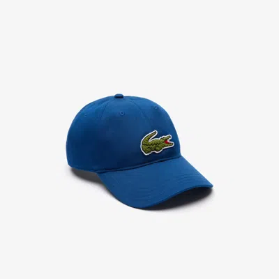 Lacoste Unisex Crocodile Badge Twill Cap - One Size In Blue