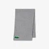 Lacoste Unisex Crocodile Graphic Wool Scarf - One Size In Grey