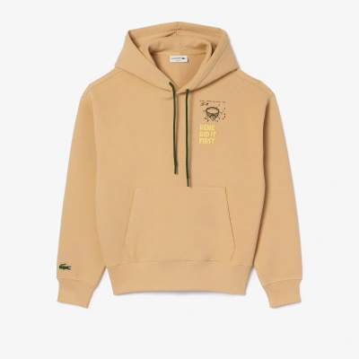 Lacoste Unisex Double Face Piqué Hoodie - Xl In Beige