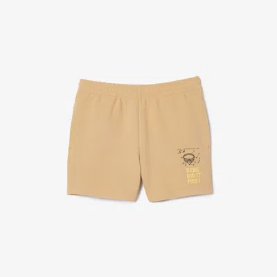Lacoste Unisex Graphic Motif Piqué Shorts In Beige