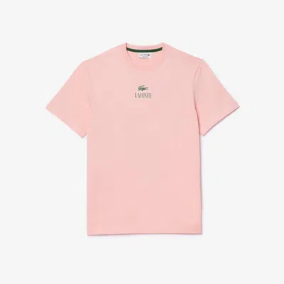 Lacoste Unisex Regular Fit Cotton Jersey Branded T-shirt In Pink