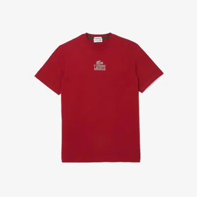 Lacoste Unisex Regular Fit Cotton Jersey Branded T-shirt In Red