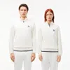 Lacoste Unisex High-neck Zip-up Print Sweatshirt - M In White