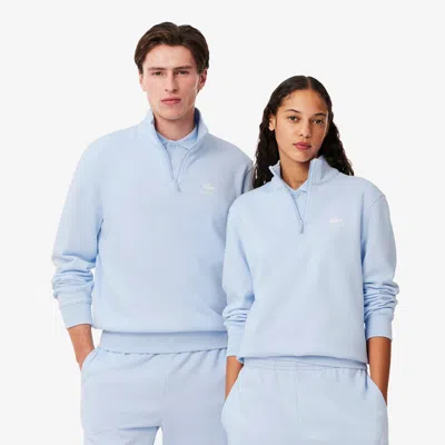 Lacoste Unisex High-neck Zip-up Printed Sweatshirt - M In Blue