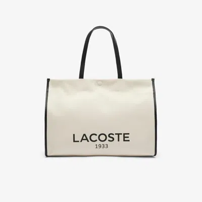 Lacoste Unisex Large Heritage Canvas Tote - One Size In Beige