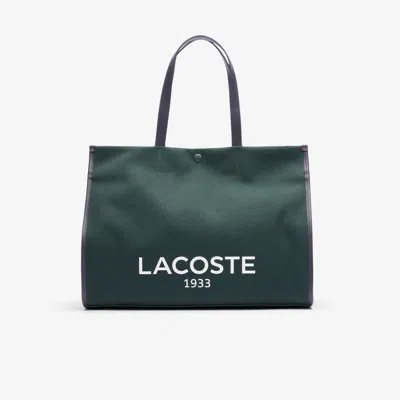 Lacoste Unisex Large Heritage Canvas Tote - One Size In Green