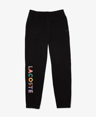 Lacoste Unisex Live Embroidered Fleece Jogging Pants In Black
