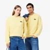 Lacoste Unisex Loose Fit Badge Accent Fleece Sweatshirt In Yellow