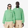 Lacoste Unisex Loose Fit Badge Accent Half-zip Sweatshirt - Xxl In Green
