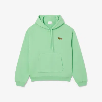 Lacoste Unisex Loose Fit Badge Accent Hoodie - Xl In Green