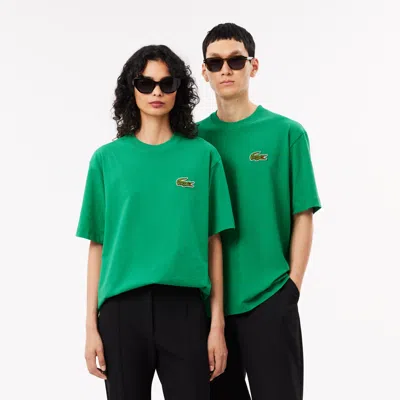 Lacoste Unisex Loose Fit Heavy Cotton Badge T-shirt - 3xl In Green