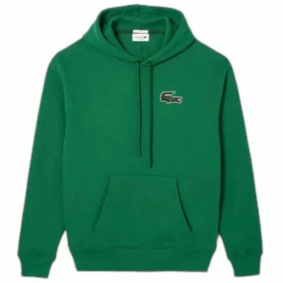 Lacoste Unisex Loose Fit Hooded Sweatshirt In Green