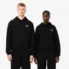 Lacoste Unisex Loose Fit Badge Accent Hoodie - Xs In Black