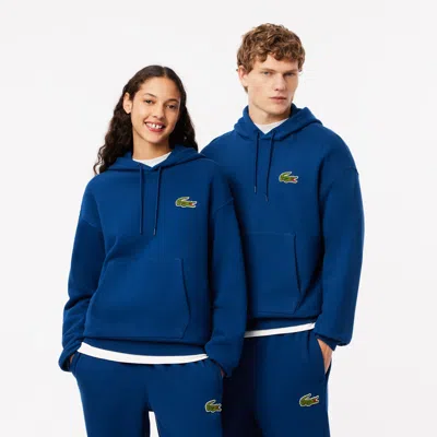 Lacoste Unisex Loose Fit Hoodie - Xs In Blue
