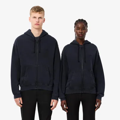 Lacoste Unisex Loose Fit Hoodie - Xxs In Black