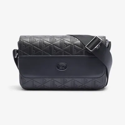 Lacoste Unisex Monogram Leather Flap Close Satchel - One Size In Black