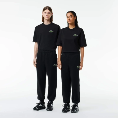 Lacoste Unisex Organic Cotton Fleece Sweatpants - Xs In Black