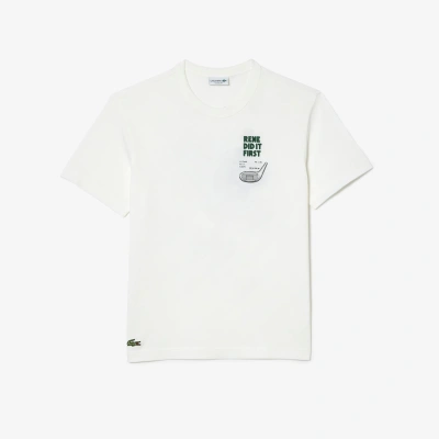 Lacoste Unisex Patent Back Piqué T-shirt - Xl In White