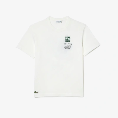 Lacoste Unisex Patent Back Piquã© T-shirt In White