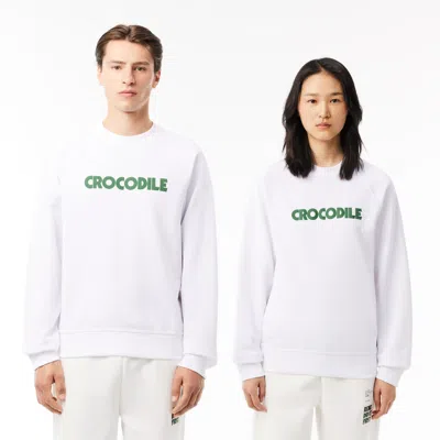 Lacoste Unisex Relaxed Fit Crew Neck Sweatshirt In White